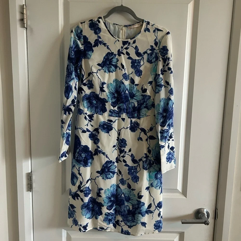 Tory Burch Giovanna Long Sleeve Floral Silk Dress
